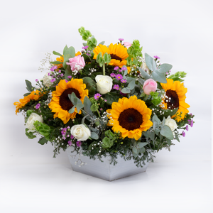 Arreglo de Girasoles y Rosas Blancas