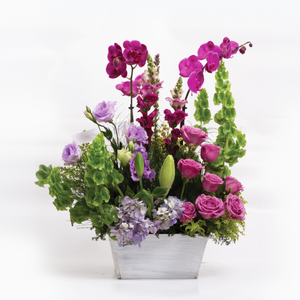 Arreglo Orquídeas Fiucsia y Vino