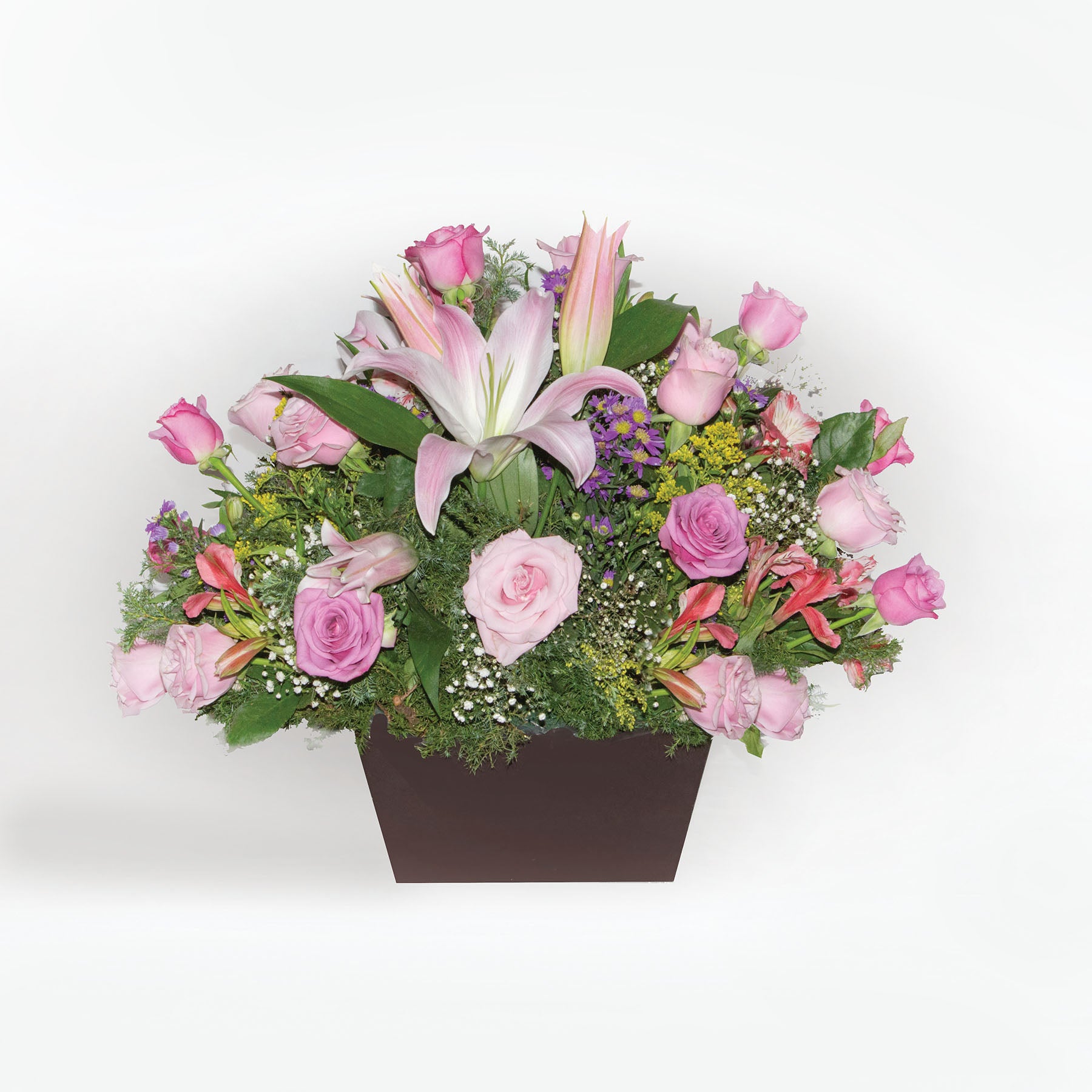 Arreglo de Rosas y Flores Acapulco con base Café