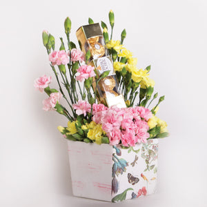 Arreglo de Claveles con Chocolates
