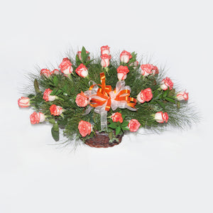 Canasta Grande con Rosas Coral