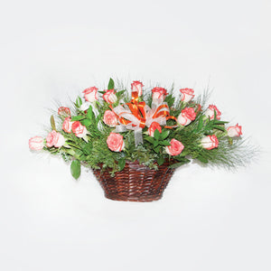 Canasta Grande con Rosas Coral