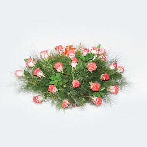 Canasta Grande con Rosas Coral